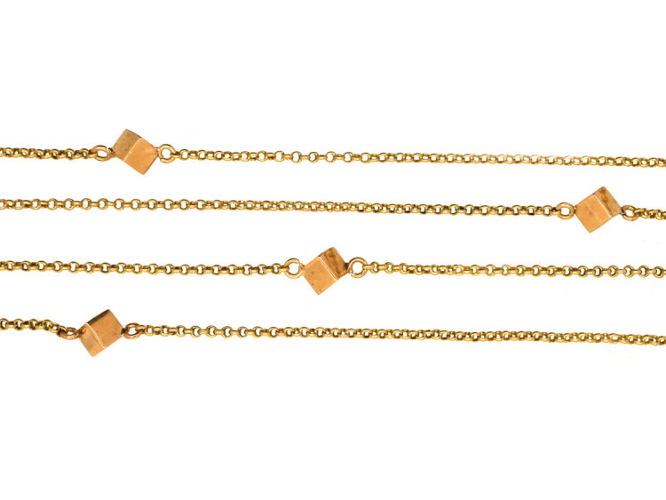 18ct Gold Double Chain With Cube Design