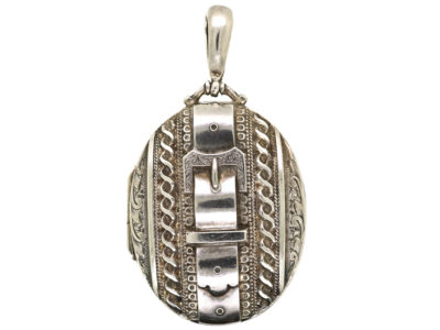 Victorian Silver Locket With Buckle Motif