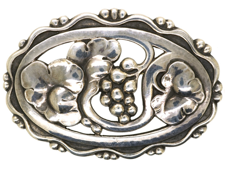 Retro Silver Flower Brooch by Georg Jensen