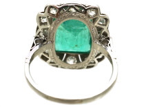 Art Deco Platinum Large Emerald & Diamond Ring