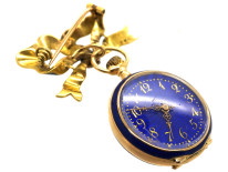 Edwardian 18ct Gold, Enamel & Rose Diamond Pocket Watch With Matching Bow Brooch
