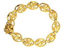 French Art Nouveau 18ct Gold Fleur de Lys Bracelet