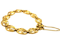 French Art Nouveau 18ct Gold Fleur de Lys Bracelet