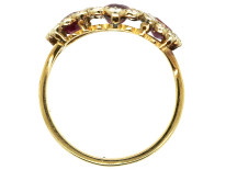 Edwardian 18ct Gold Ruby & Diamond Triple Cluster Ring