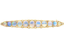 Edwardian 15ct Gold, Opal & Diamond Line Brooch