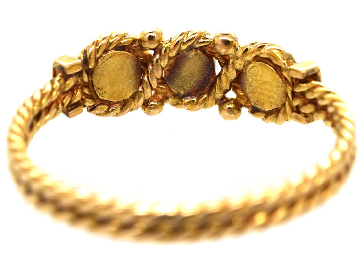 Edwardian 15ct Gold & Three Cabochon Sapphire Ring