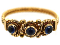 Edwardian 15ct Gold & Three Cabochon Sapphire Ring