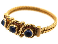 Edwardian 15ct Gold & Three Cabochon Sapphire Ring