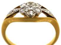 Edwardian 18ct Gold, Platinum & Rose Diamond Cluster Ring