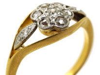 Edwardian 18ct Gold, Platinum & Rose Diamond Cluster Ring