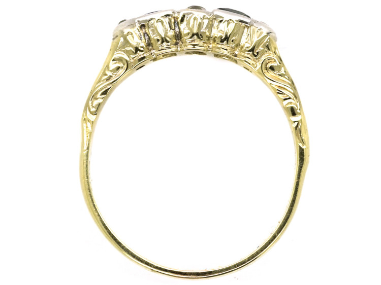 Art Deco 14ct Gold Sapphire & Diamond Five Stone Ring