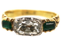 Georgian 18ct Gold, Diamond & Emerald Ring