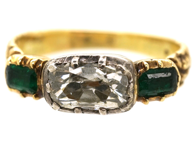 Georgian 18ct Gold, Diamond & Emerald Ring