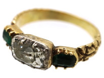 Georgian 18ct Gold, Diamond & Emerald Ring