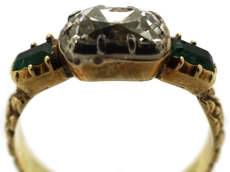 Georgian 18ct Gold, Diamond & Emerald Ring