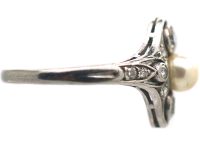 Edwardian Diamond & Natural Pearl Ring