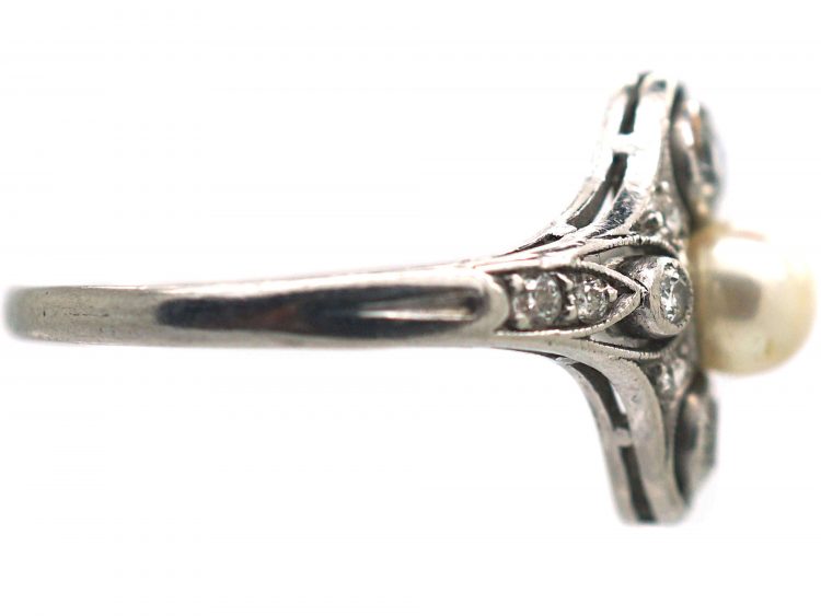 Edwardian Diamond & Natural Pearl Ring