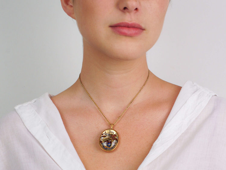 18ct Gold Rock Crystal Reverse Intaglio Coat of Arms Pendant