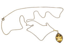 Silver Art Deco Pendant set with a Citrine on a Silver Chain