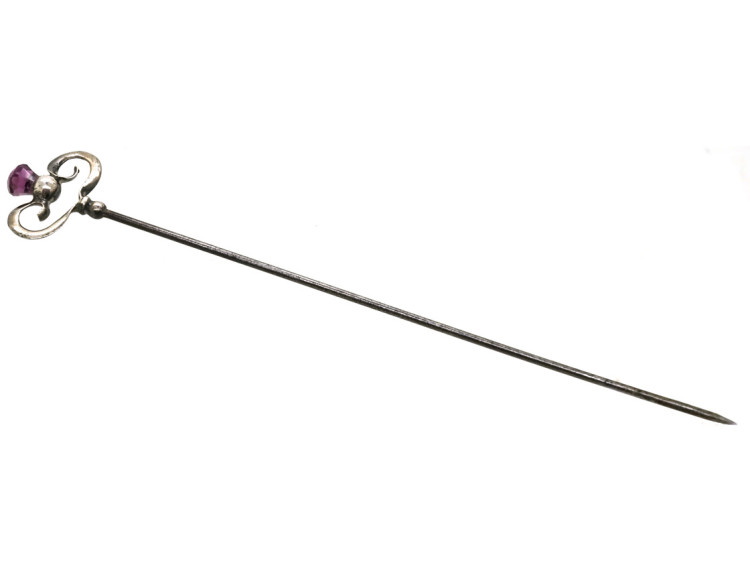 Silver & Amethyst Hatpin by Charles Horner