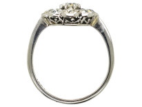 Edwardian 18ct White Gold Diamond Daisy Cluster Ring