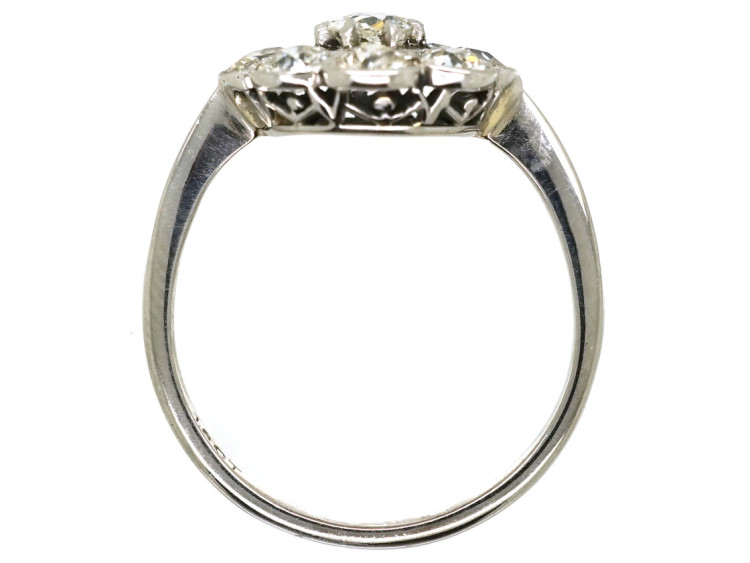 Edwardian 18ct White Gold Diamond Daisy Cluster Ring
