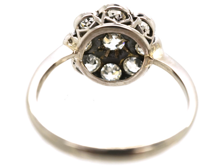 Edwardian 18ct White Gold Diamond Daisy Cluster Ring