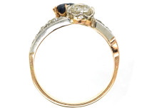 Art Deco 18ct Gold & Platinum, Sapphire& Diamond Two Stone Ring