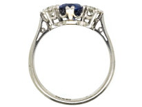 Platinum, Diamond & Sapphire Three Stone Ring