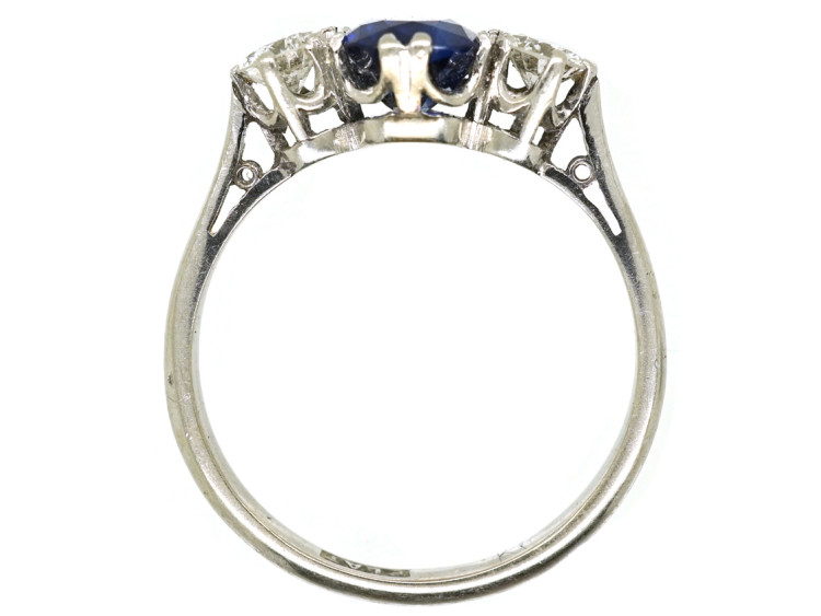 Platinum, Diamond & Sapphire Three Stone Ring