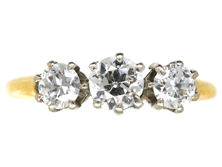 18ct Yellow & White Gold Diamond Three Stone Ring