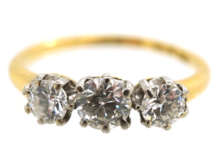 18ct Yellow & White Gold Diamond Three Stone Ring