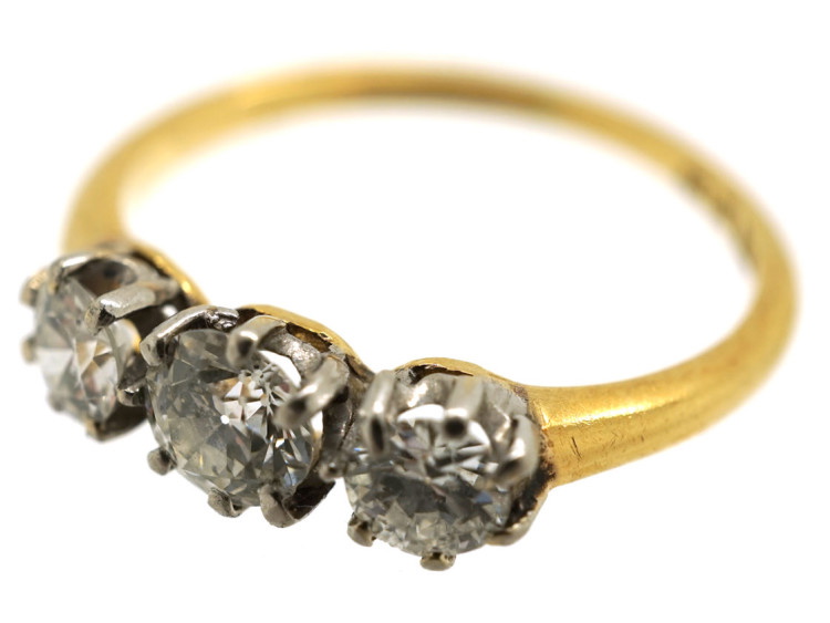 18ct Yellow & White Gold Diamond Three Stone Ring