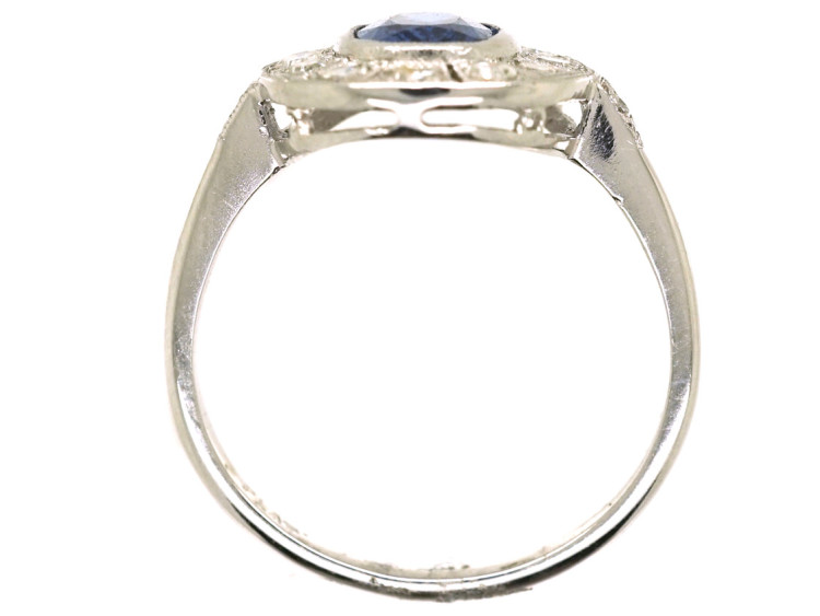 Edwardian Platinum, Sapphire & Diamond Oval Cluster Ring
