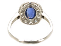 Edwardian Platinum, Sapphire & Diamond Oval Cluster Ring
