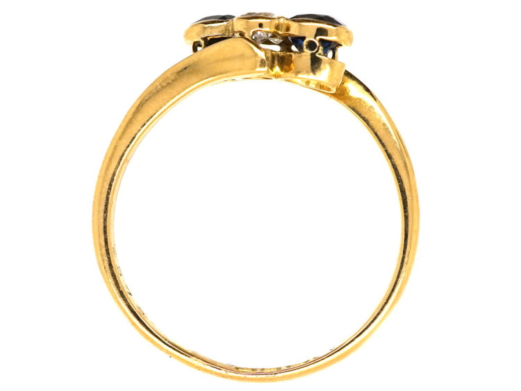 Victorian 18ct Gold, Sapphire & Diamond Crossover Ring