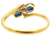 Victorian 18ct Gold, Sapphire & Diamond Crossover Ring