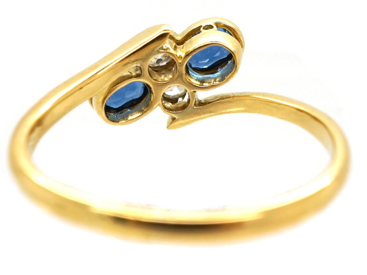 Victorian 18ct Gold, Sapphire & Diamond Crossover Ring