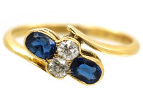 Victorian 18ct Gold, Sapphire & Diamond Crossover Ring