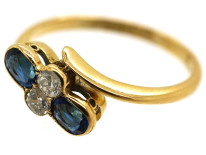 Victorian 18ct Gold, Sapphire & Diamond Crossover Ring