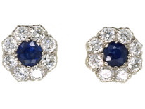 Sapphire & Diamond Cluster Earrings
