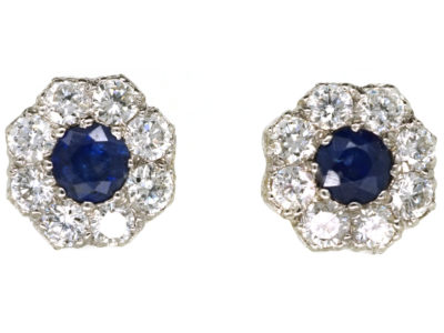 Sapphire & Diamond Cluster Earrings