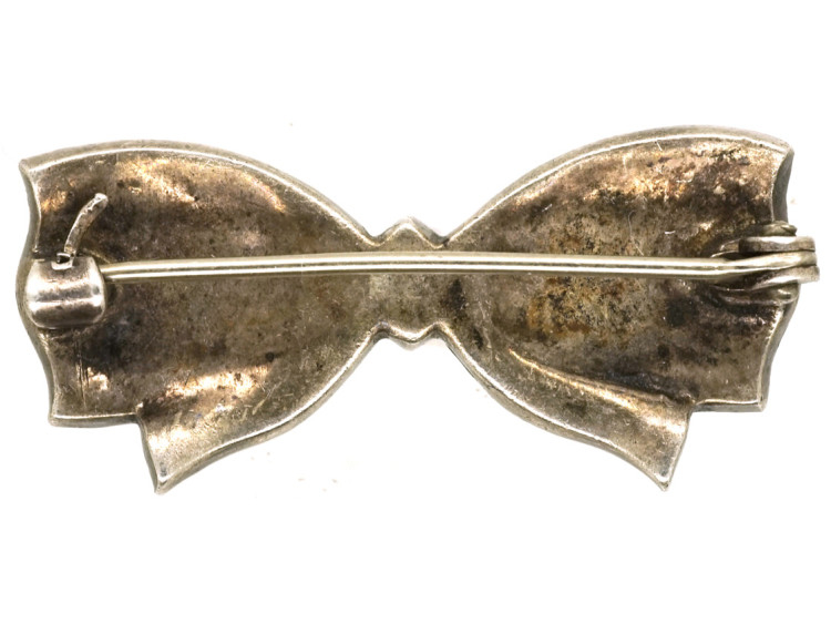 Art Deco Silver & Paste Bow Brooch