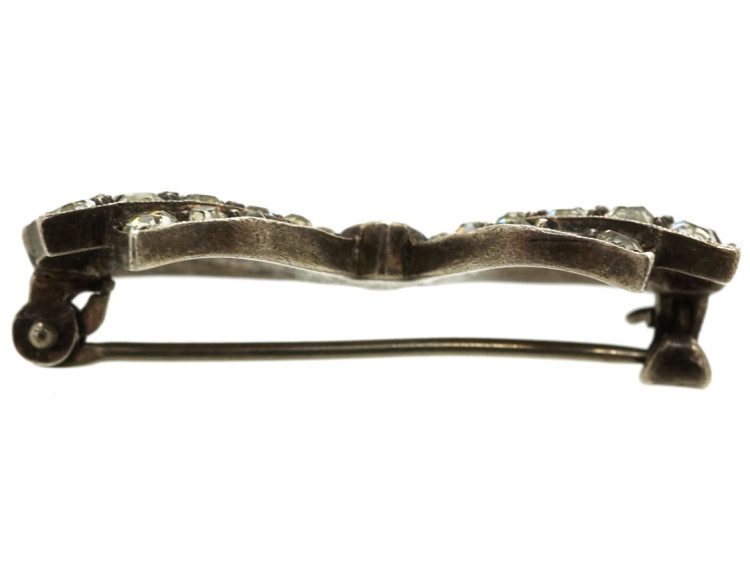 Art Deco Silver & Paste Bow Brooch