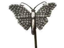 Edwardian Silver Butterfly Hatpin by Charles Horner