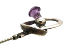Art Nouveau Large Silver & Amethyst Glass Thistle Hatpin