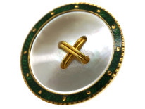 Edwardian 18ct Gold Enamel & Mother of Pearl Set of Dress Buttons in Original Case