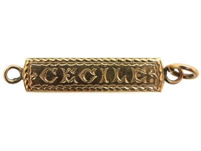 Victorian 9ct Gold Pendant with Cecile Engraved