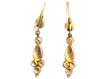 Georgian 9ct Gold & Flat Cut Almandine Garnet Drop Earrings