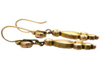 Georgian 9ct Gold & Flat Cut Almandine Garnet Drop Earrings